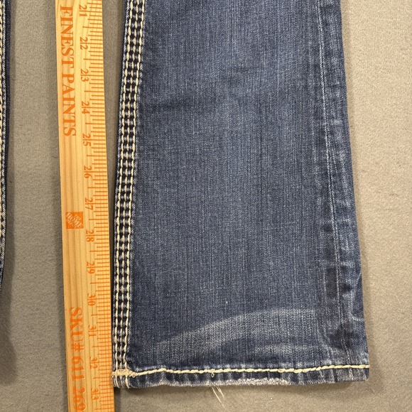 Rock Revival Kai Boot  Jeans Womens 27 Embroidered THICK STITCH WHISKERING - Picture 6 of 11